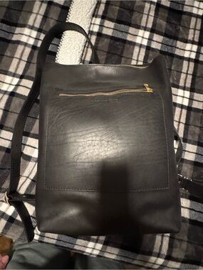 Portland Leather laptop backpack in smooth black